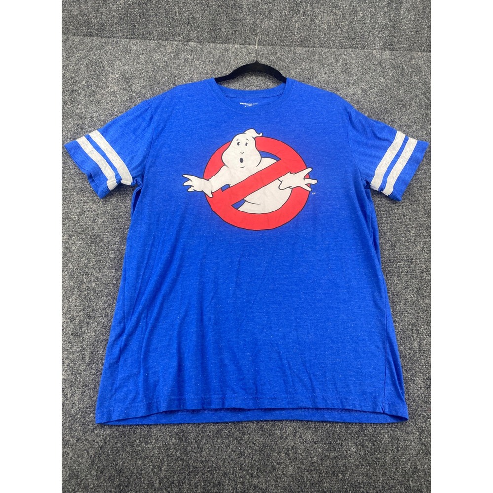 Ghostbusters Graphic T-Shirt Mad Engine Mens Large Blue Varsity Stripe Movie Tee